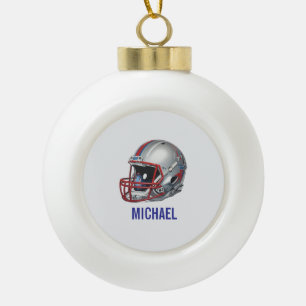 Inspirational Motivational Football Helmet Name Ceramic Ball Christmas Ornament