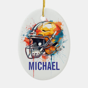 Inspirational Motivational Football Helmet Name Ceramic Ornament