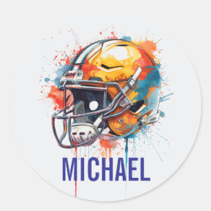 Inspirational Motivational Football Helmet Name Classic Round Sticker