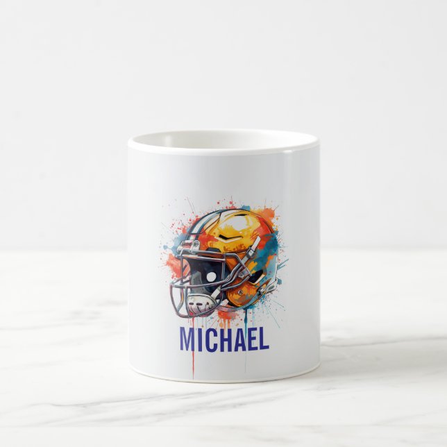 Inspirational Motivational Football Helmet Name Coffee Mug (Center)