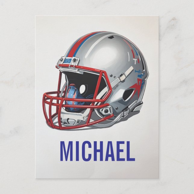 Inspirational Motivational Football Helmet Name Holiday Postcard (Front)