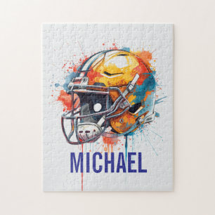 Inspirational Motivational Football Helmet Name Jigsaw Puzzle