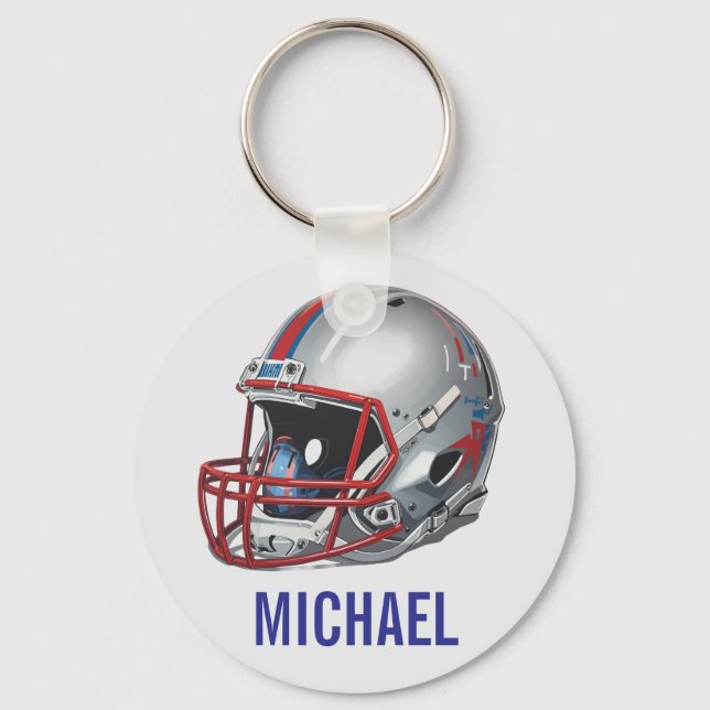 Inspirational Motivational Football Helmet Name Key Ring (Front)