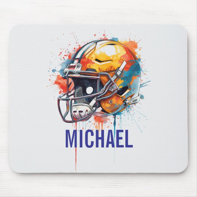 Inspirational Motivational Football Helmet Name Mouse Pad (Front)