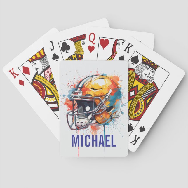 Inspirational Motivational Football Helmet Name Playing Cards (Back)