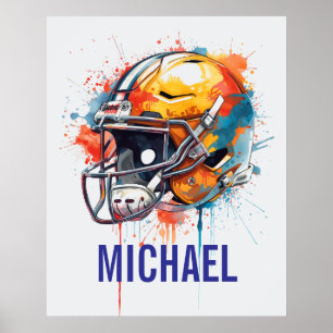 Inspirational Motivational Football Helmet Name Poster