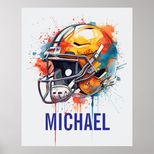 Inspirational Motivational Football Helmet Name Poster (Front)