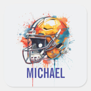 Inspirational Motivational Football Helmet Name Square Sticker