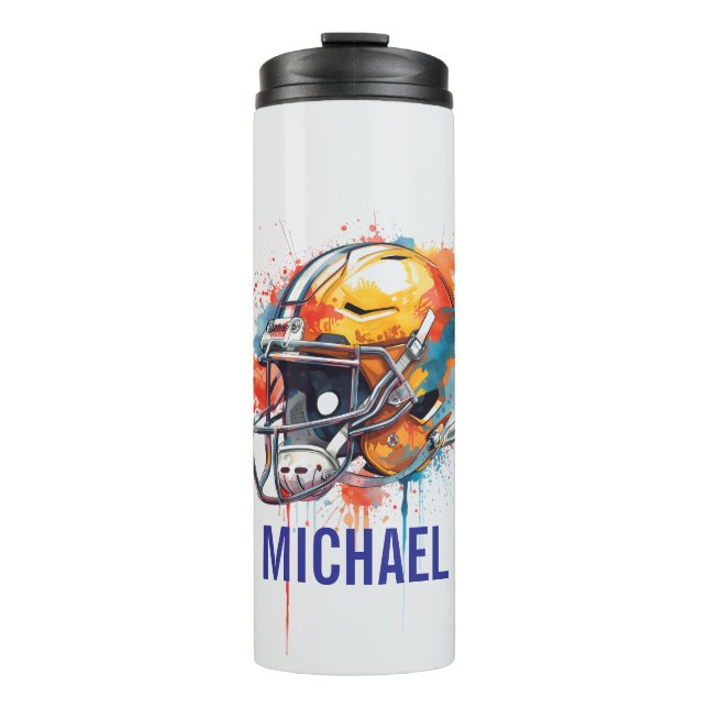 Inspirational Motivational Football Helmet Name Thermal Tumbler (Front)