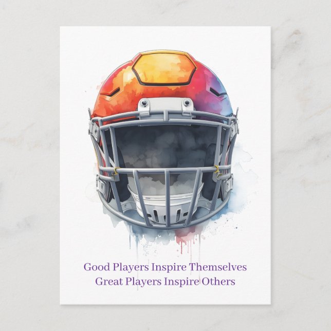 Inspirational Motivational Football Helmet  Postcard (Front)
