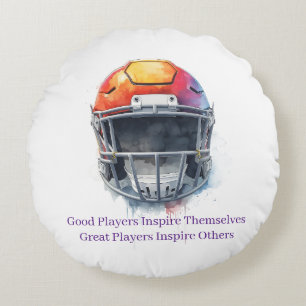 Inspirational Motivational Football Helmet  Round Cushion