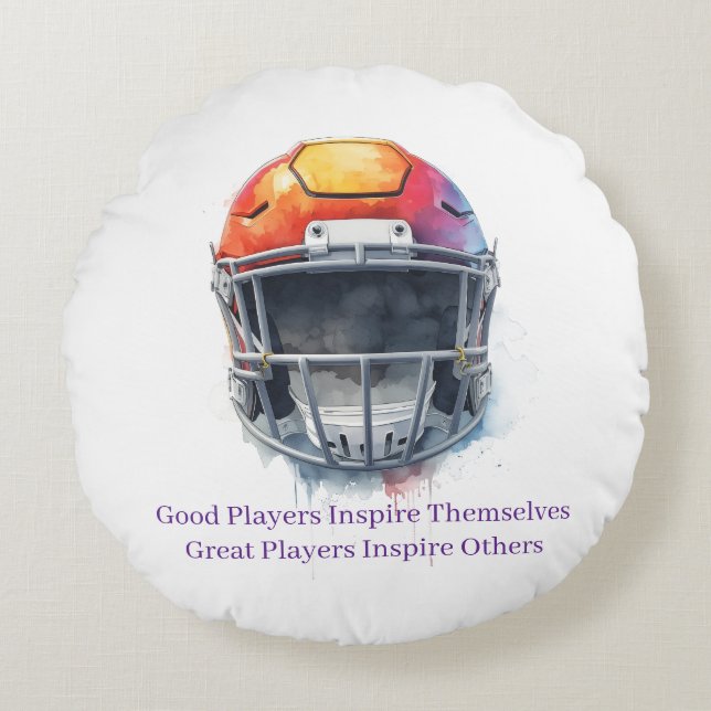 Inspirational Motivational Football Helmet  Round Cushion (Front)