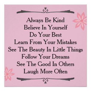 Inspirational Motivational Quote Custom Colour Poster