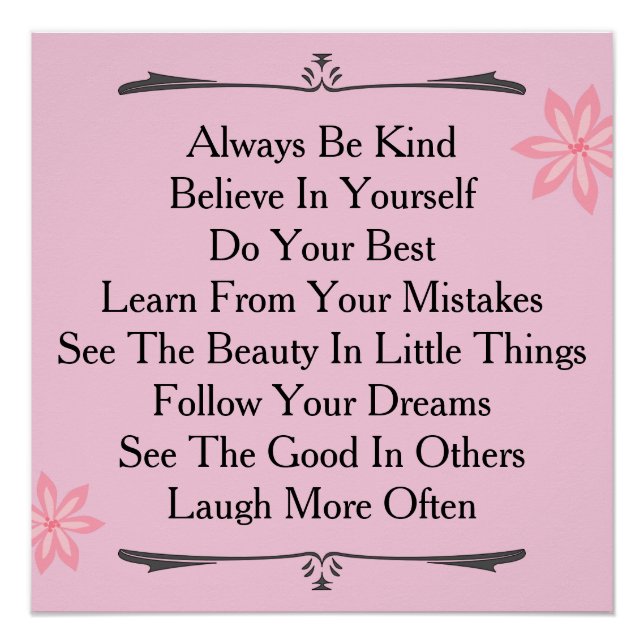 Inspirational Motivational Quote Custom Colour Poster (Front)