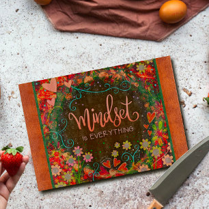 Inspirational Motivational Quote Floral Hearts Cutting Board