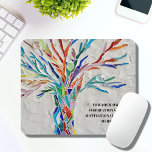 Inspirational Motivational Quote Tree  Mouse Pad<br><div class="desc">This decorative mouse pad features a mosaic tree in rainbow colours and space for your favourite inspirational quote. Use the Customise Further option to change the text size, style or colour if you wish. Because we create our own artwork you won't find this exact image from other designers. Original Mosaic...</div>