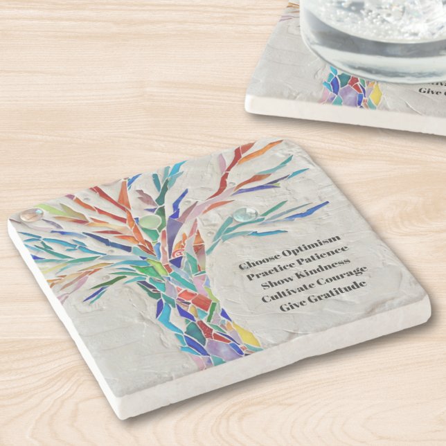 Inspirational Motivational Quote Tree Stone Coaster (Creator Uploaded)
