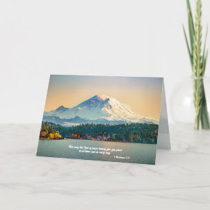 Inspirational Mount Rainier Peace Scripture Blank Holiday Card