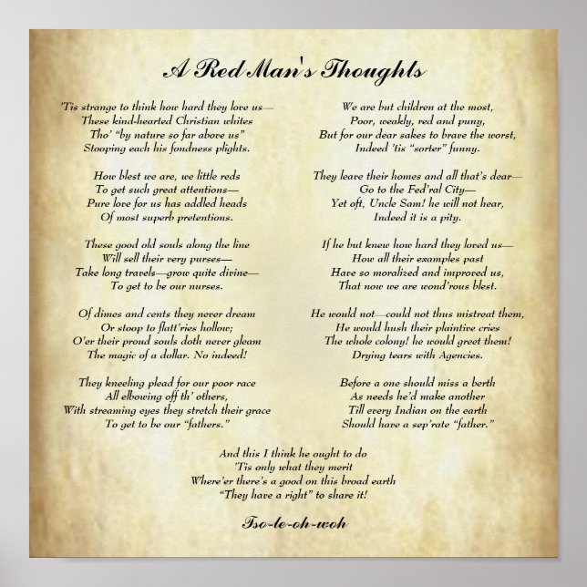Inspirational Native American Indian Poem Poster (Front)