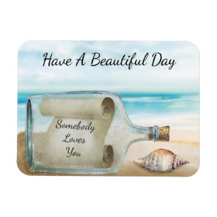 Inspirational Nautical Message in a Bottle Beach Magnet
