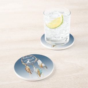 Inspirational Navy Blue Ombre Dream catcher Coaster