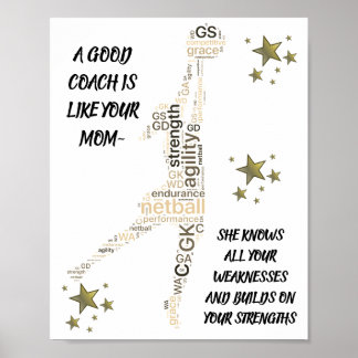 Inspirational Netball Coach Quote Poster