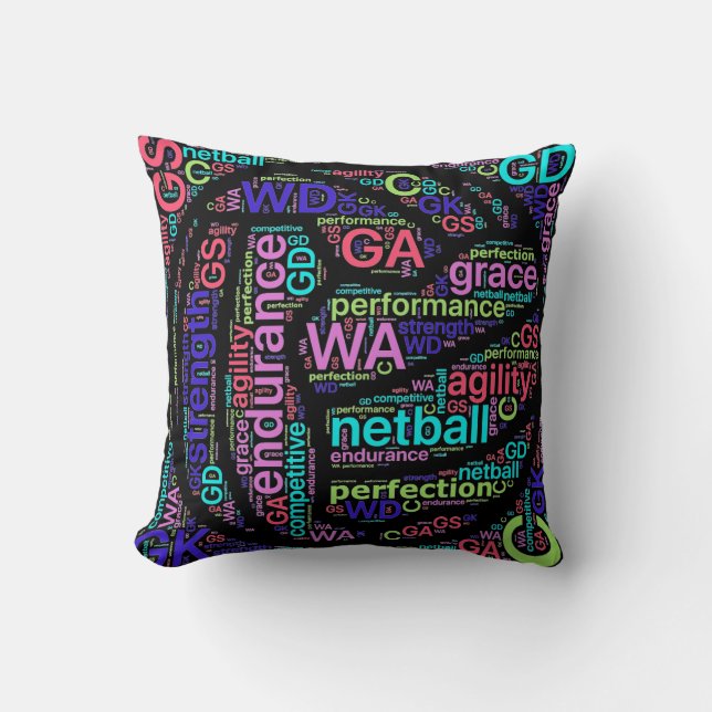 Inspirational Netball Positions Themed Design Cushion (Front)