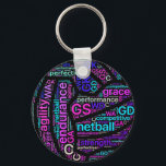 Inspirational Netballers Gift Idea Key Ring<br><div class="desc">Inspirational Netball word cloud ball themed design key ring. Netball gift ideas for team,  players and coaches.</div>