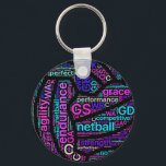 Inspirational Netballers Gift Idea Key Ring<br><div class="desc">Inspirational Netball word cloud ball themed design key ring. Netball gift ideas for team,  players and coaches.</div>