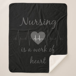 Inspirational Nursing a Work of Heart Quote Sherpa Blanket