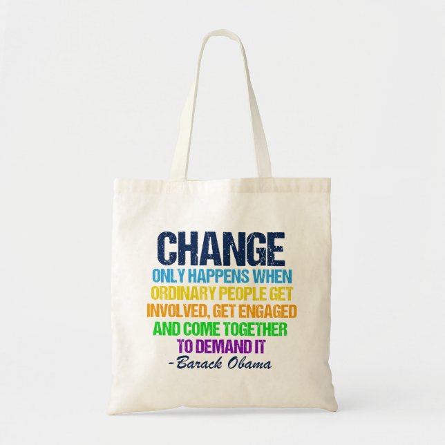 Inspirational Obama Quote Vote for Change Tote Bag (Front)
