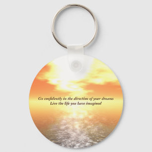 Inspirational Orange Sunset Over Calm Sea Keyring