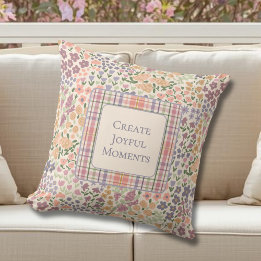 Inspirational Patchwork Floral & Plaid Pillow
