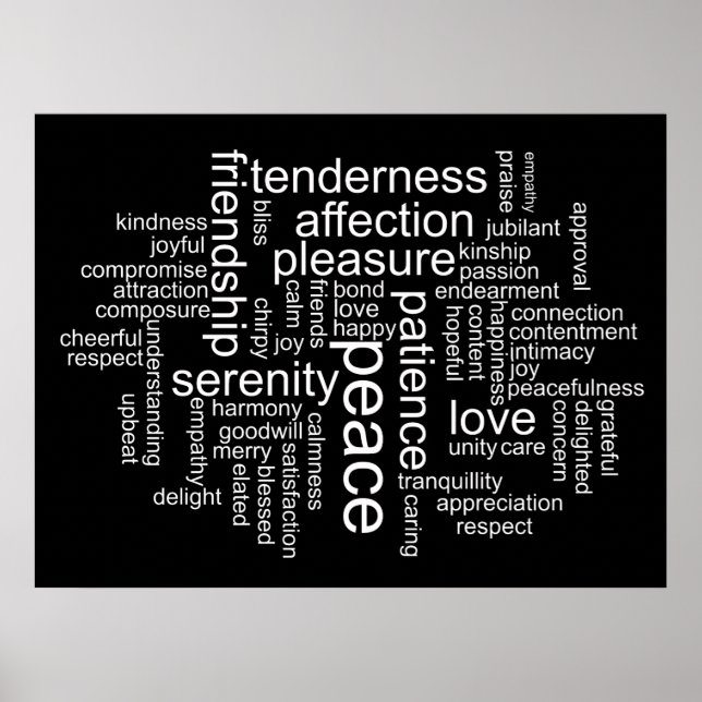 Inspirational Peace and Love Word Cloud Poster (Front)