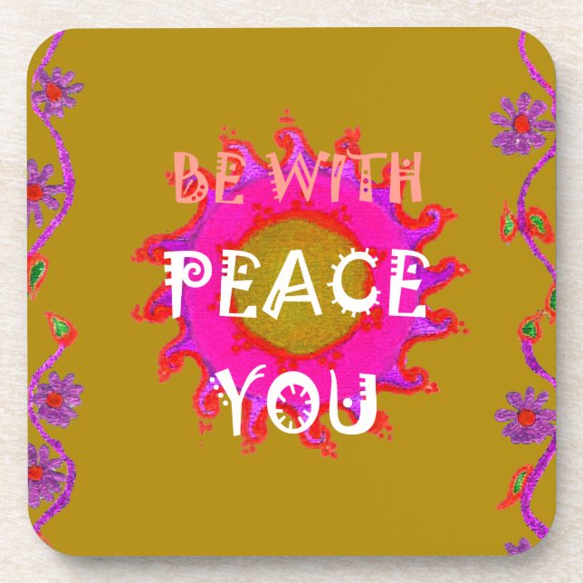 Inspirational Peace Be With You Vector Design Art Coaster (Front)