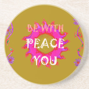 Inspirational Peace Be With You Vector Design Art Coaster