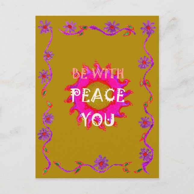 Inspirational Peace Be With You Vector Design Art Postcard (Front)