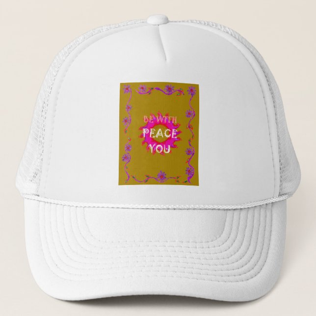 Inspirational Peace Be With You Vector Design Art Trucker Hat (Front)