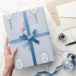 Inspirational Personalised Hand Mirror Grey Blue Wrapping Paper