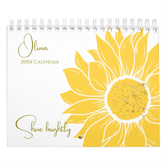 Inspirational personalised Shine Brightly Girl  Calendar (Cover)
