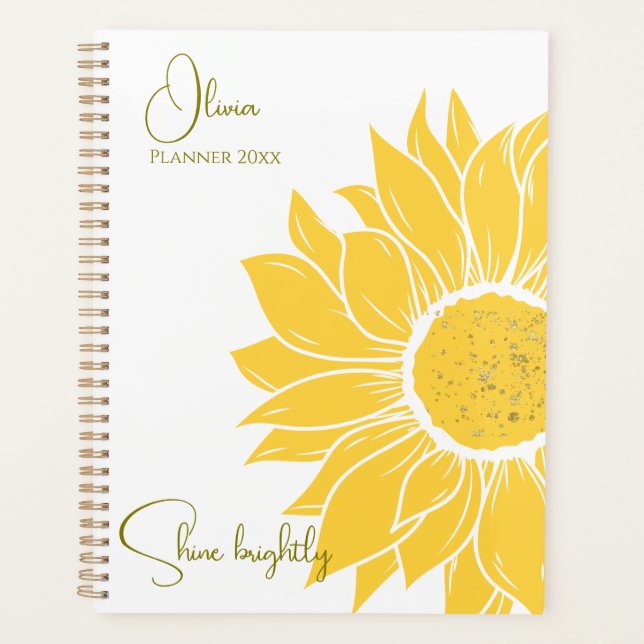 Inspirational personalised Shine Brightly Girl  Planner (Front)