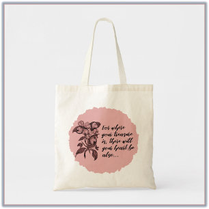 Inspirational Pink and Black Gospel Quote Tote Bag