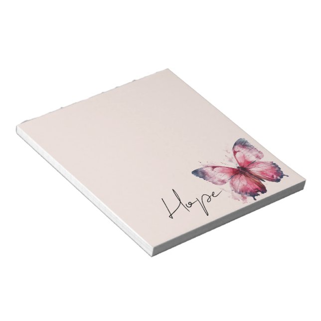 Inspirational Pink Blush Hope Butterfly Notepad (Angled)