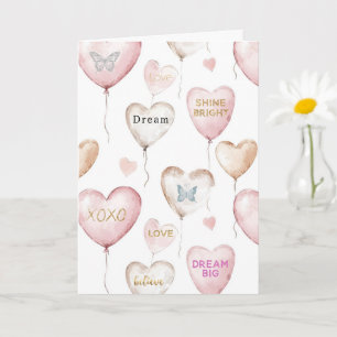Inspirational Pink Cream Hearts Card