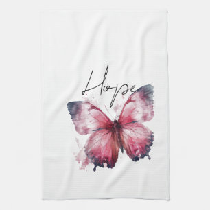 Inspirational Pink Hope Butterfly Tea Towel