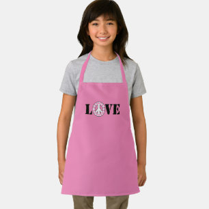 Inspirational Pink Love Peace Hearts Apron