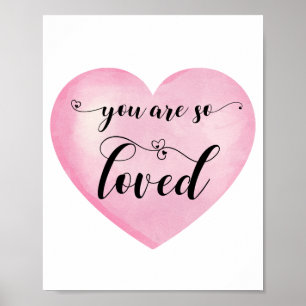 Inspirational Pink Love Quote White Heart Poster