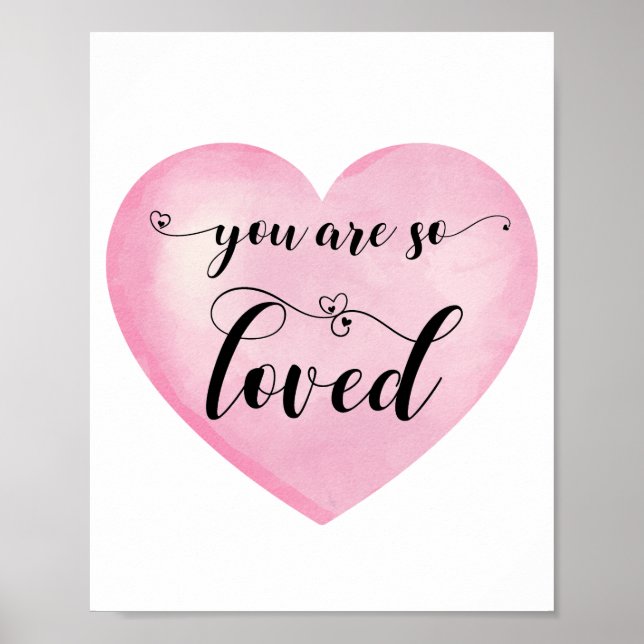 Inspirational Pink Love Quote White Heart Poster (Front)