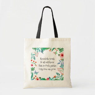 Inspirational Poem God's Garden Floral Tote Bag