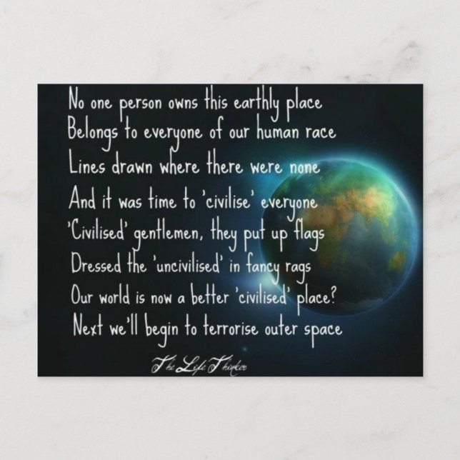 Inspirational poem postcard (Front)